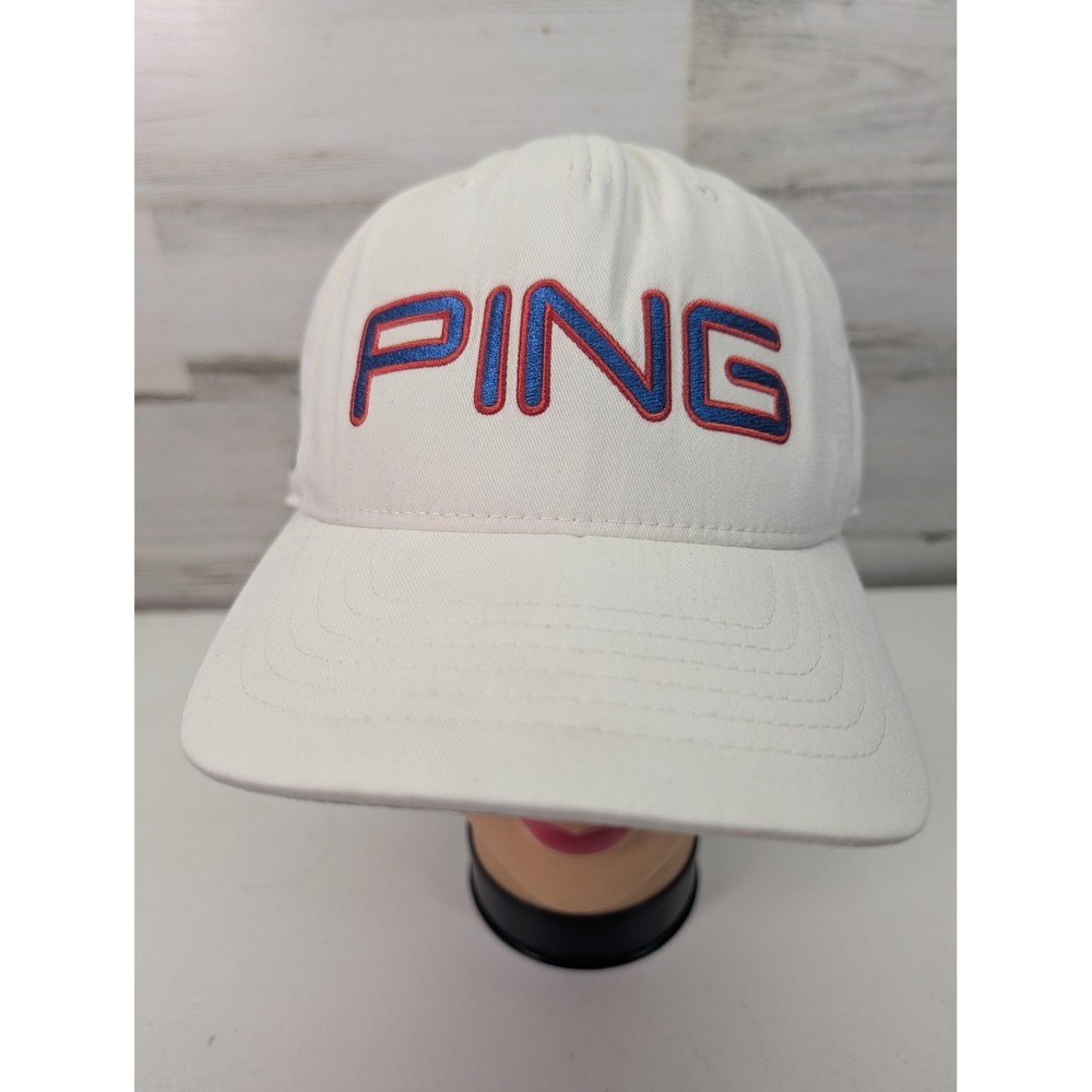 PING Hat Cap Snap Back White‎ Golf Junior Interclub Flexfit Embroidered Mens